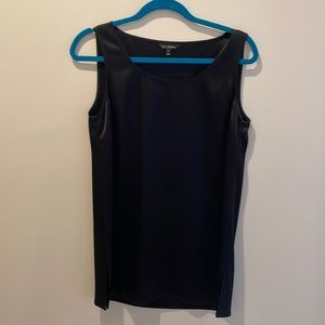 St. John Black Satin Tunic Length Tank Shell size Small